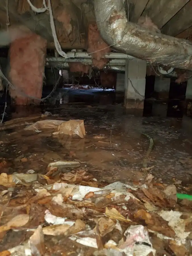 Crawl space flood assessment for Commercial Water Damage Restoration in Shillington